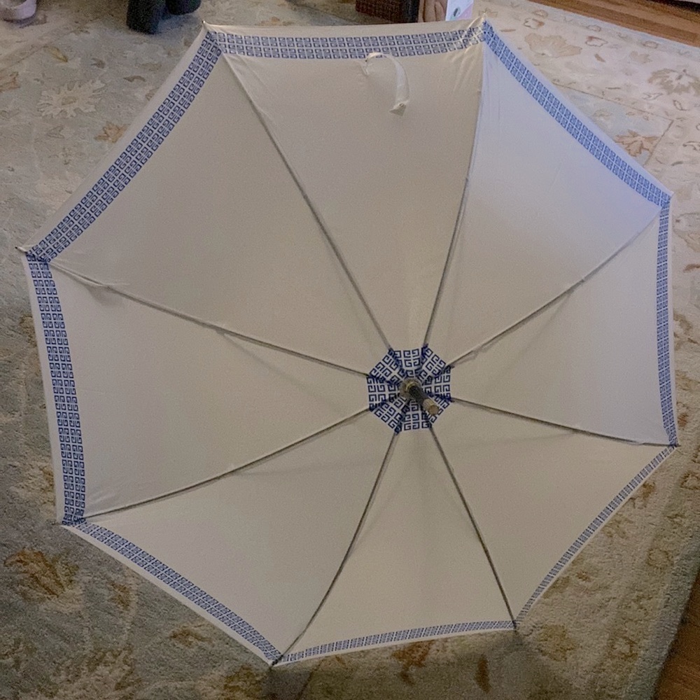 Givenchy White and Blue Vintage Umbrella Accessory